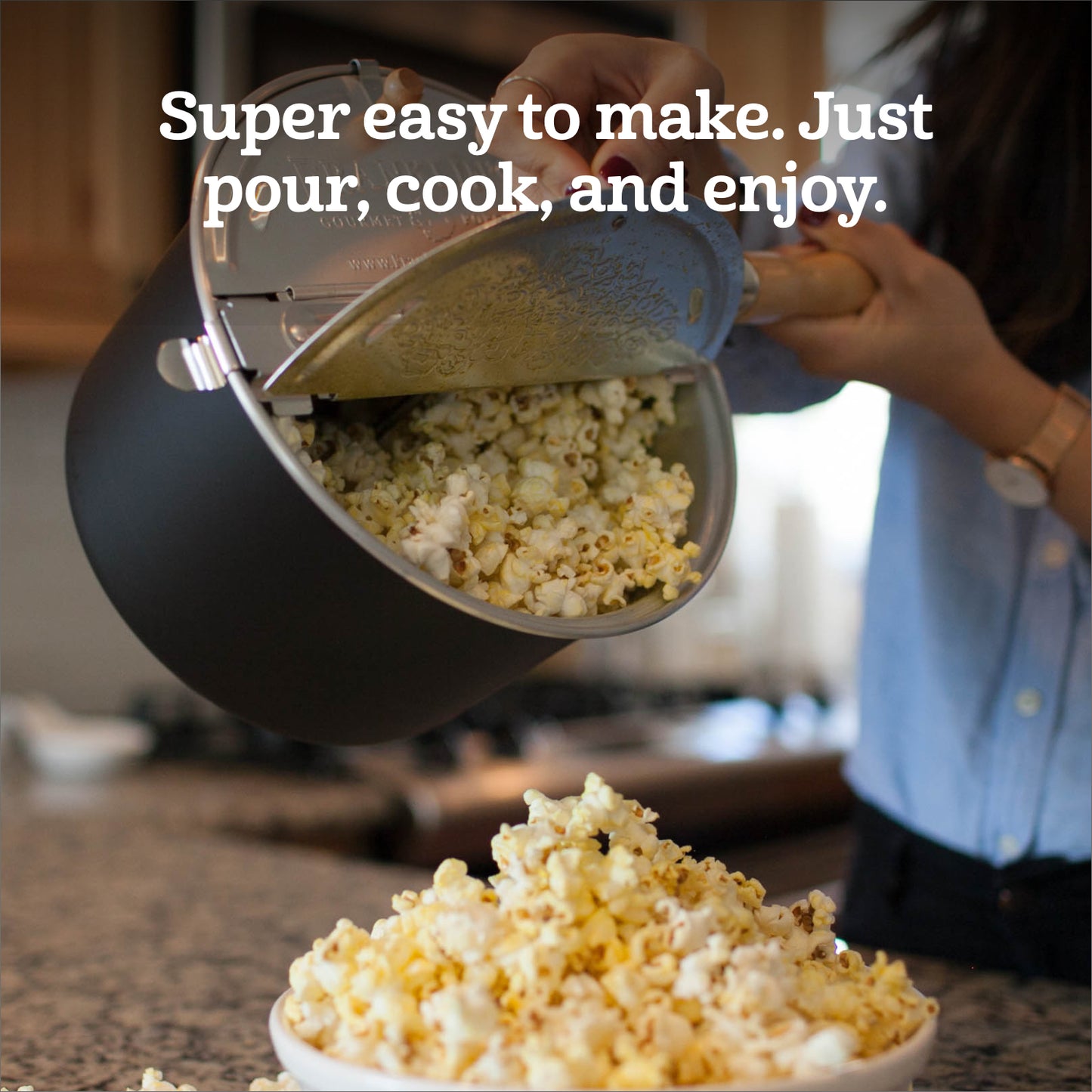 HIRIFULL Hot Air Popcorn Machine, Household Popcorn Maker for