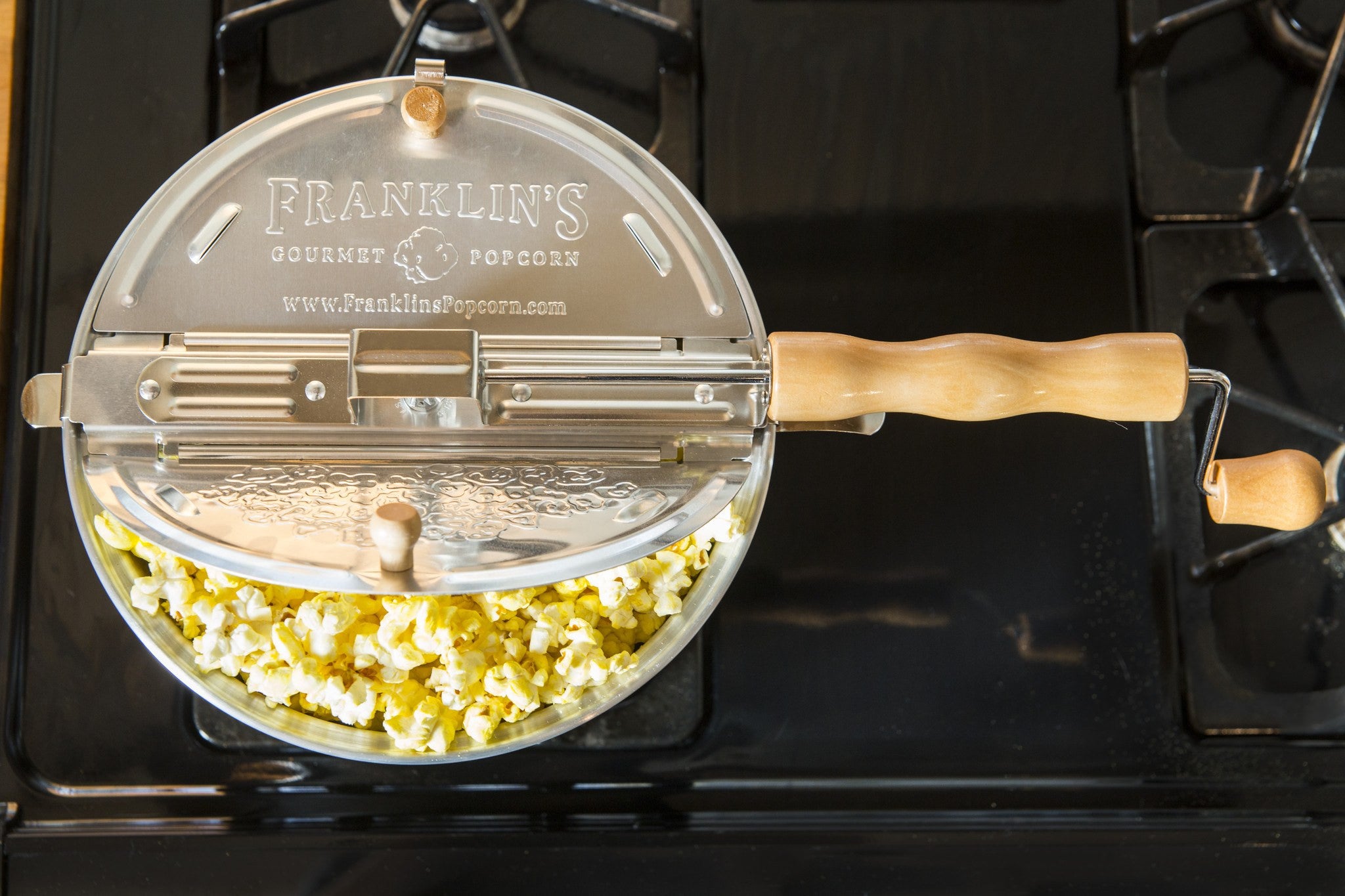 Franklin's Stovetop Popcorn Maker – Franklin's Gourmet Popcorn